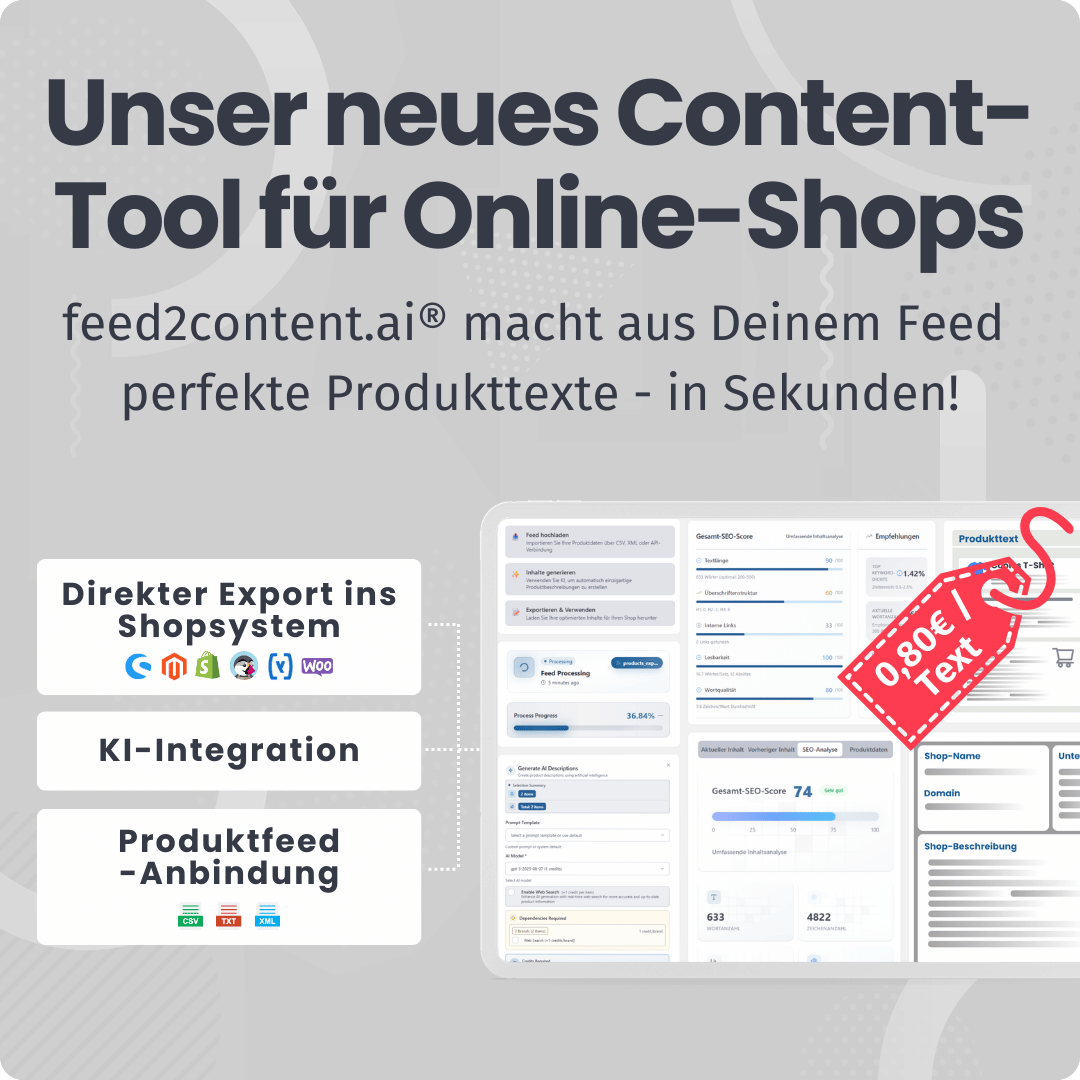 feed2contant.ai: Content-Tool für Onlineshops